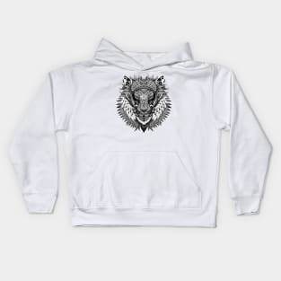 Aztec lion mandalas art pattern Kids Hoodie